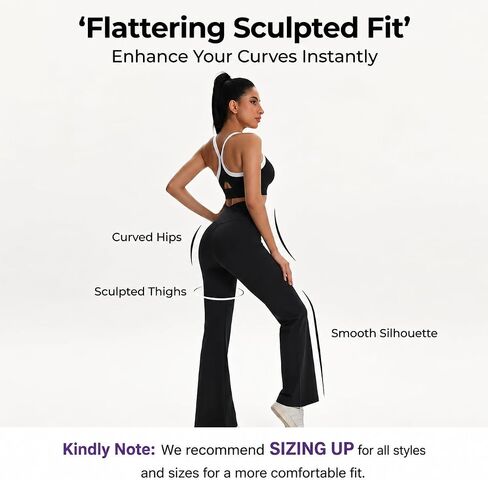 سراويل اليوغا النسائية المضيئة على شكل حرف V-Crossover عالية الخصر Bootcut واسعة الساق طماق للتمرين والجري والصالة الرياضية وملابس غير رسمية in Kuwait