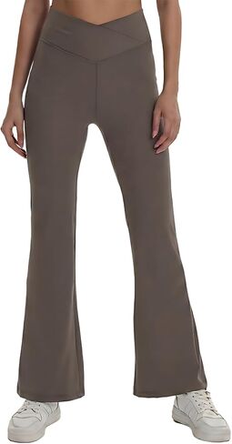 سراويل اليوغا النسائية المضيئة على شكل حرف V-Crossover عالية الخصر Bootcut واسعة الساق طماق للتمرين والجري والصالة الرياضية وملابس غير رسمية in Kuwait