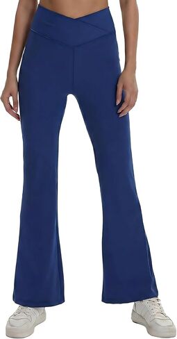 سراويل اليوغا النسائية المضيئة على شكل حرف V-Crossover عالية الخصر Bootcut واسعة الساق طماق للتمرين والجري والصالة الرياضية وملابس غير رسمية in Kuwait