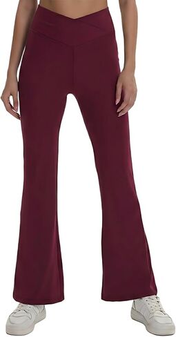 سراويل اليوغا النسائية المضيئة على شكل حرف V-Crossover عالية الخصر Bootcut واسعة الساق طماق للتمرين والجري والصالة الرياضية وملابس غير رسمية in Kuwait