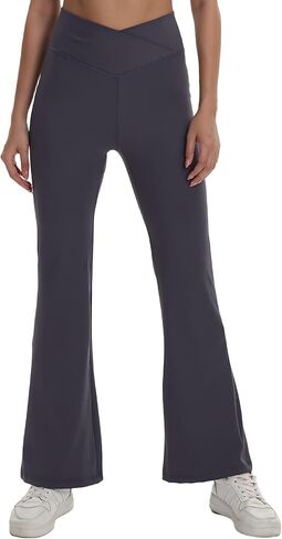 سراويل اليوغا النسائية المضيئة على شكل حرف V-Crossover عالية الخصر Bootcut واسعة الساق طماق للتمرين والجري والصالة الرياضية وملابس غير رسمية in Kuwait