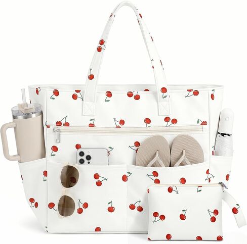 Large Beech Bags for Women，Waterproof Sandproof Beach Tote Bags Swim Pool Bags with Zipper & Wet Pokcet Family in Saudi Arabia