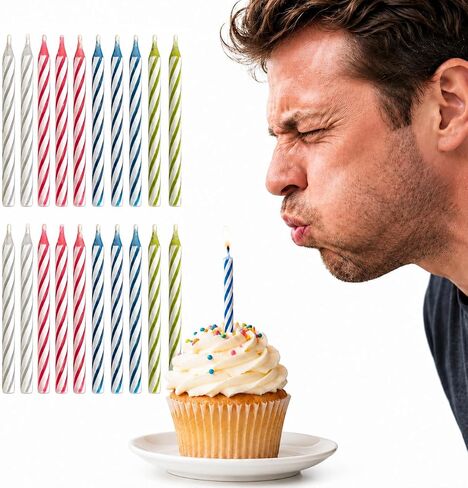 Trick Relighting Birthday Candles, Magic Self Relight Cake Candles, Prank Novelty Candle for Birthday and April Fools Day (20) in Kuwait