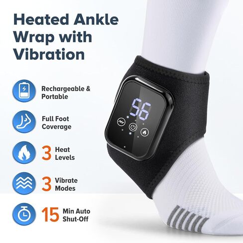 Cordless Foot and Ankle Massager with Heat, Heated Ankle Massager Wrap, Foot Massager for Tired Foot Comfort in Saudi Arabia