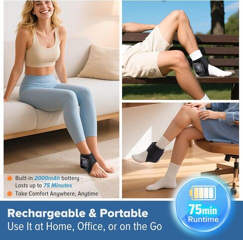 Cordless Foot and Ankle Massager with Heat, Heated Ankle Massager Wrap, Foot Massager for Tired Foot Comfort in Saudi Arabia