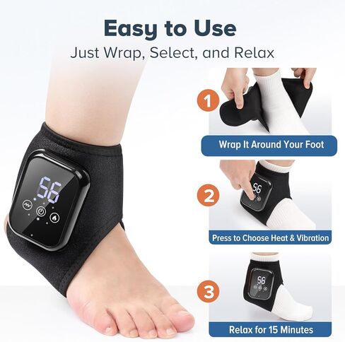 Cordless Foot and Ankle Massager with Heat, Heated Ankle Massager Wrap, Foot Massager for Tired Foot Comfort in Saudi Arabia
