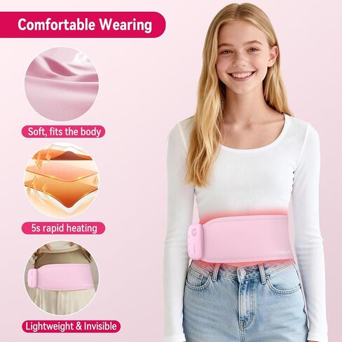 Upgrade Portable Heating Pad for Period Cramps, 5000mAh Portable Cordless Menstrual Heating Pad to Pain Relief, Cramps, Muscles, 400cm² Large Soft Heating Area, Gift for Women Girls in Kuwait