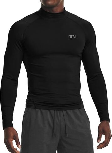 Men's Long Sleeve Compression Shirts Mock Neck Workout T-Shirt Athletic Gym Undershirt Base Layer in Saudi Arabia
