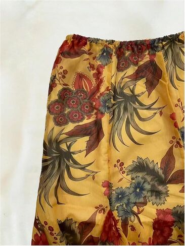 تنورة BEAUDRM النسائية متوسطة الطول بنقشة الزهور من Boho بخصر مطاطي وكشكشة غير متماثلة، تنورة صيفية للعطلات in Kuwait