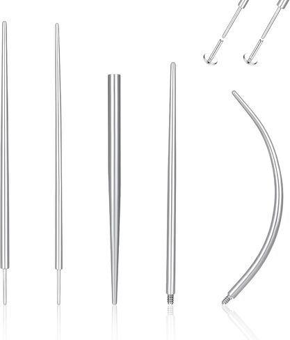 5Pcs 14G 16G Piercing Taper Kit – 316L Surgical Steel Threadless Insertion Pin & Flat Back Earring Applicator Tool for Ear Nose Navel Lip Eyebrow Body Piercing Jewelry Replacement in Saudi Arabia