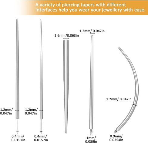 5Pcs 14G 16G Piercing Taper Kit – 316L Surgical Steel Threadless Insertion Pin & Flat Back Earring Applicator Tool for Ear Nose Navel Lip Eyebrow Body Piercing Jewelry Replacement in Saudi Arabia