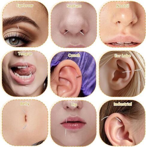 5Pcs 14G 16G Piercing Taper Kit – 316L Surgical Steel Threadless Insertion Pin & Flat Back Earring Applicator Tool for Ear Nose Navel Lip Eyebrow Body Piercing Jewelry Replacement in Saudi Arabia