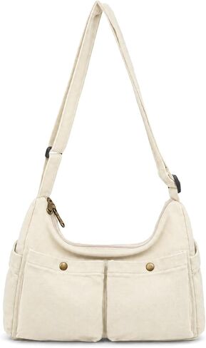 Canvas Multiple Pockets Messenger Bag Aesthetic Tote Bag Grunge Shoulder Hnadbag Hobo Crossbody Purse in Saudi Arabia