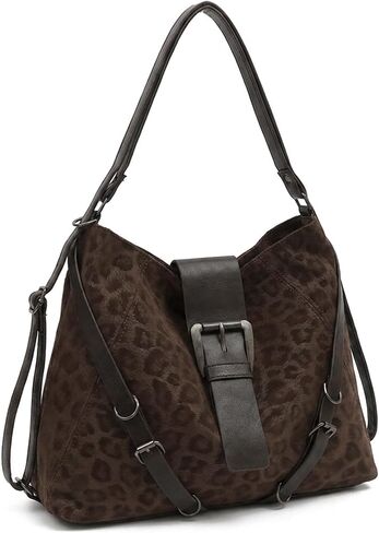 Convertible Backpack Purse for Women, PU Leather Tote Bag 3-in-1 Crossbody Shoulder Backpack Hobo Handbags for Work Travel（Leopard Print） in Saudi Arabia