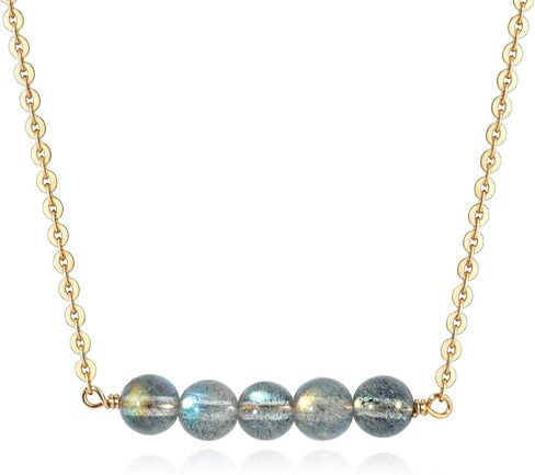 MYEARS Stone Bar Necklaces for Women 14K Gold Plated Dainty Natural Stone Beads Charm Choker Necklace Boho Beach Summer Handmade Jewelry Gifts in Kuwait