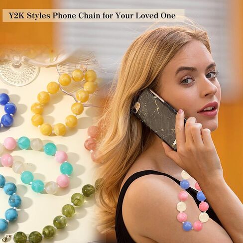 Marble Beaded Phone Wrist Strap Colorful Phones Charm Anti Theft Phones Chain Detachable Hand-Free Y2k Tops in Saudi Arabia