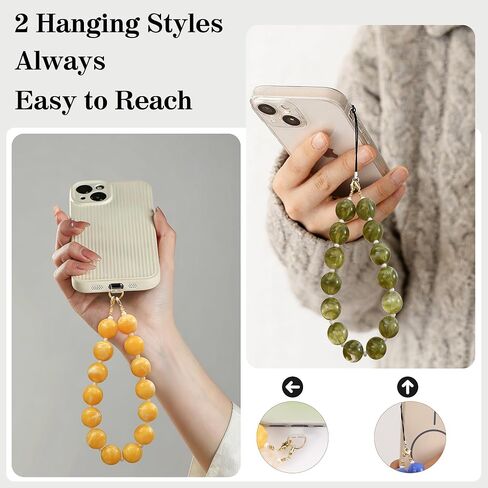 Marble Beaded Phone Wrist Strap Colorful Phones Charm Anti Theft Phones Chain Detachable Hand-Free Y2k Tops in Saudi Arabia