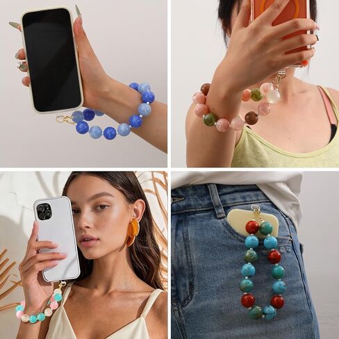 Marble Beaded Phone Wrist Strap Colorful Phones Charm Anti Theft Phones Chain Detachable Hand-Free Y2k Tops in Saudi Arabia