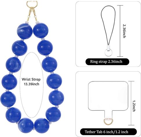 Marble Beaded Phone Wrist Strap Colorful Phones Charm Anti Theft Phones Chain Detachable Hand-Free Y2k Tops in Saudi Arabia