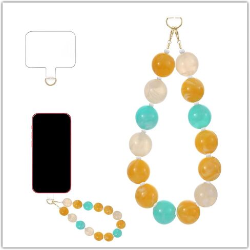 Marble Beaded Phone Wrist Strap Colorful Phones Charm Anti Theft Phones Chain Detachable Hand-Free Y2k Tops in Saudi Arabia