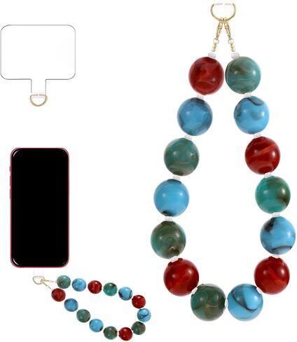 Marble Beaded Phone Wrist Strap Colorful Phones Charm Anti Theft Phones Chain Detachable Hand-Free Y2k Tops in Saudi Arabia