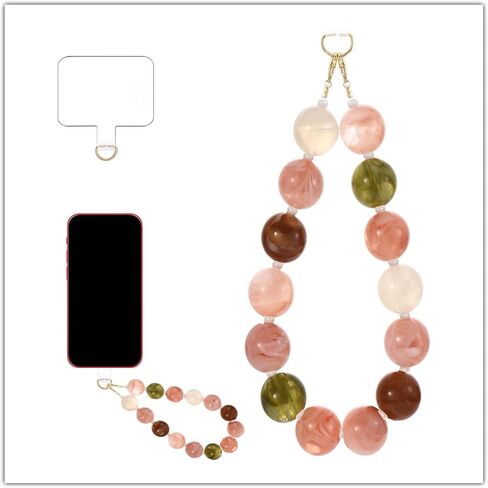 Marble Beaded Phone Wrist Strap Colorful Phones Charm Anti Theft Phones Chain Detachable Hand-Free Y2k Tops in Saudi Arabia