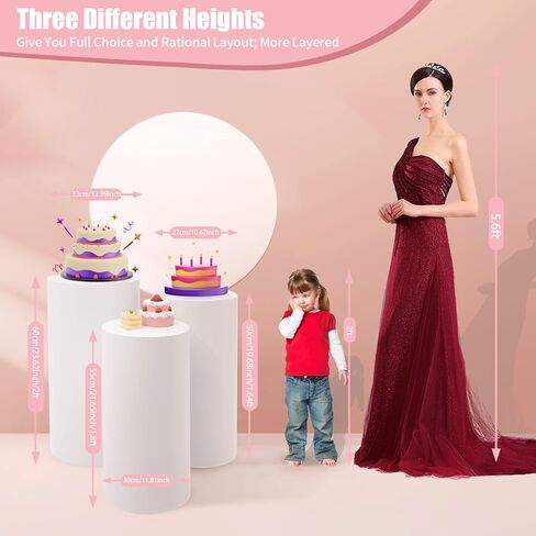 Round Cylinder Pedestal Stands, White Round Display Pedestals Stands Table, Pedestal Display Plinth Pillars for Weddings Birthday Christmas Parties Banquets 44-66lbs White 3 Pcs in Saudi Arabia