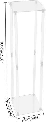 2 Pcs Clear Wedding Flower Stand Acrylic Vase Column Stand 40'' Tall Centerpiece Wedding Decoration Vase Elegant Acrylic Flower Stand Tabletop Display Rack Clear Column Pillar Square Props in Kuwait