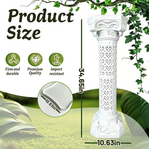 2 Pcs Vintage Wedding Roman Pillars,34.65 Inch High Plastic Wedding Columns and Pillars,White Pillar Stand for Ceremonies,Events,Banquets,Flower and Plant Display(Heart Shaped) in Saudi Arabia