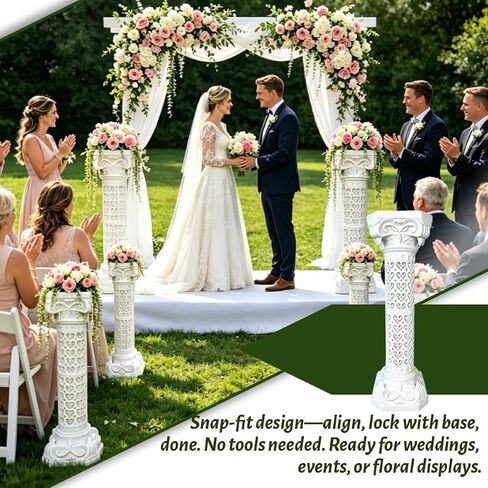 2 Pcs Vintage Wedding Roman Pillars,34.65 Inch High Plastic Wedding Columns and Pillars,White Pillar Stand for Ceremonies,Events,Banquets,Flower and Plant Display(Heart Shaped) in Saudi Arabia