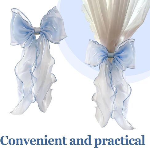 Bow Curtain Tiebacks, 2Pcs Lace Bowknot Curtain Tie Backs, Decorative Curtains Strap for Wedding Birthday Party Home Decoration in Kuwait