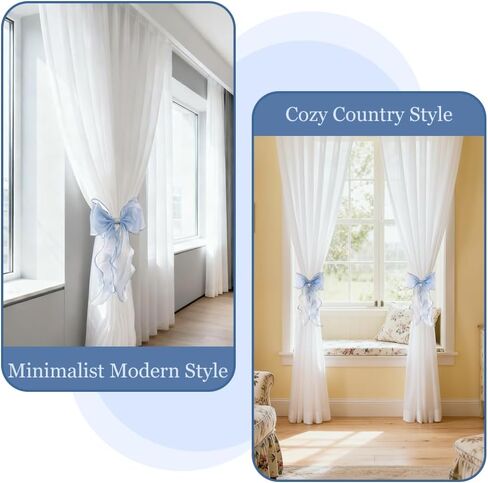 Bow Curtain Tiebacks, 2Pcs Lace Bowknot Curtain Tie Backs, Decorative Curtains Strap for Wedding Birthday Party Home Decoration in Kuwait