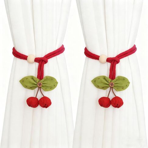 2 Packs Cherry Curtain Tiebacks Crochet Curtains Buckle Curtain Tie Backs Decorative for Home Living Room Bedroom Office Car Decor in Saudi Arabia