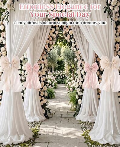 4 Pack French Silky Bow Curtain Tiebacks, 2 Pink & 2 White Ribbon Bow Ties for Aesthetic Home Bedroom, Wedding, Party Decor in Saudi Arabia