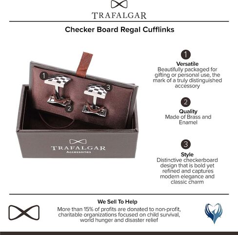 Trafalgar Men's Checker Board Regal Cufflinks in Kuwait