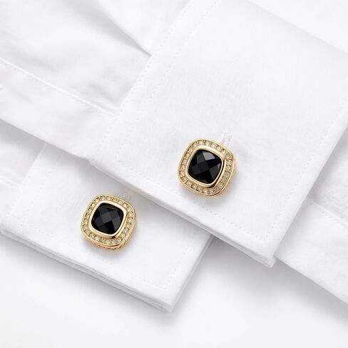 Cufflinks for Men Black Gold Diamond Crystal Cuff Links Mens Formal Wedding Business Cufflinks Sparkle Ornate Cufflink for Wedding Groom Business Husband Valentines Day Gifts Shirt Accessories in Kuwait