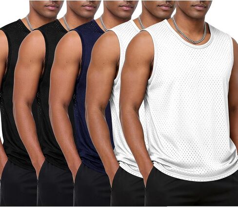 Kissonic Mens Mesh Tank Tops Workout Quick Dry Sleeveless Shirts Summer Mesh Tees for Gym in Kuwait
