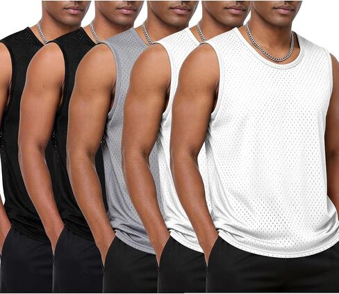 Kissonic Mens Mesh Tank Tops Workout Quick Dry Sleeveless Shirts Summer Mesh Tees for Gym in Kuwait