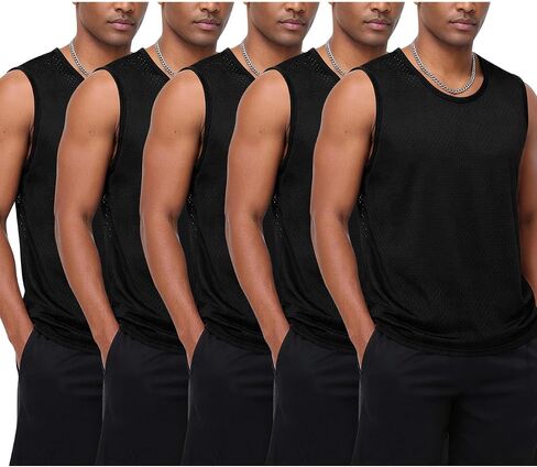 Kissonic Mens Mesh Tank Tops Workout Quick Dry Sleeveless Shirts Summer Mesh Tees for Gym in Kuwait