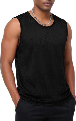 Kissonic Mens Mesh Tank Tops Workout Quick Dry Sleeveless Shirts Summer Mesh Tees for Gym in Kuwait