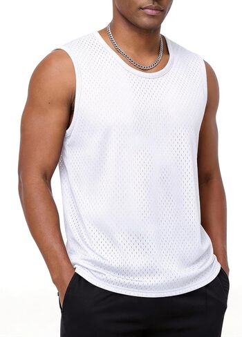 Kissonic Mens Mesh Tank Tops Workout Quick Dry Sleeveless Shirts Summer Mesh Tees for Gym in Kuwait