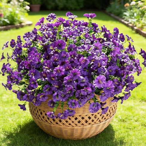 BSGlobal 12 Bundles Artificial Flowers for Outdoors Decoration, Faux Silk Morning Glory Flowers UV Resistant Fake Eucalyptus Plants for Spring Summer Garden Patio Home Decor (Mix) in Kuwait