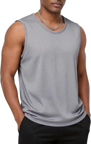 Kissonic Mens Mesh Tank Tops Workout Quick Dry Sleeveless Shirts Summer Mesh Tees for Gym in Kuwait