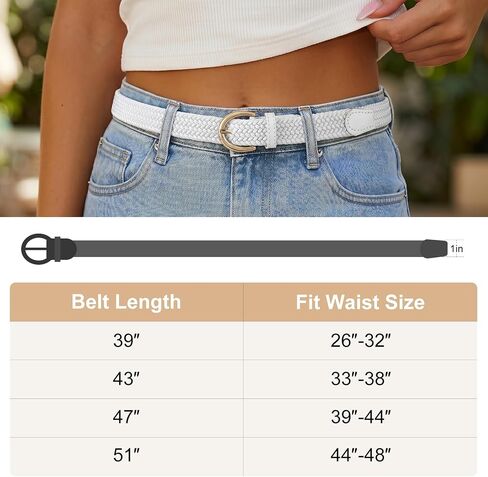 JASGOOD Braided Belt for Women, Elastic Stretch Woven Golf Fabric Cloth Thin Waist Belt for Jeans Pants,Gold Buckle in Kuwait
