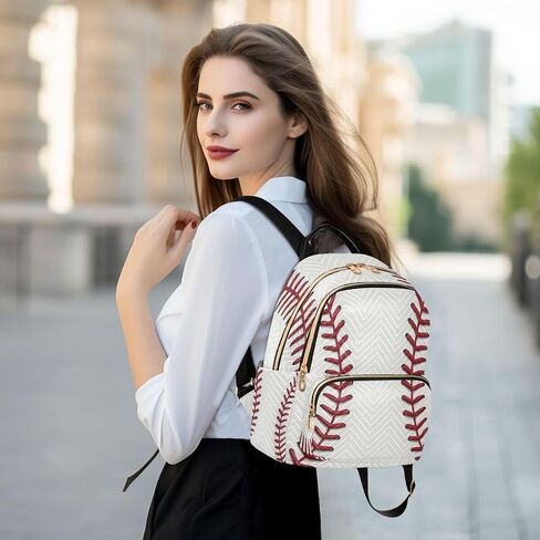 ALAZA البيسبول الأحمر الدانتيل المرأة على ظهره محفظة السيدات حقيبة كتف الموضة Daypack حقيبة سفر 10L in Kuwait