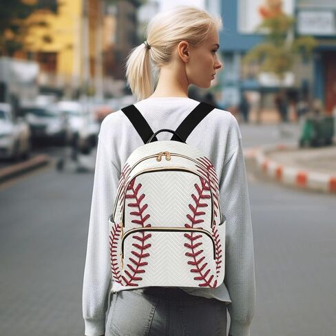 ALAZA البيسبول الأحمر الدانتيل المرأة على ظهره محفظة السيدات حقيبة كتف الموضة Daypack حقيبة سفر 10L in Kuwait