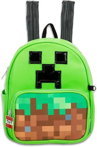 حقيبة ظهر صغيرة من Minecraft للبالغين - حزمة مع حقيبة ظهر جلدية مقاس 12 بوصة ومحفظة للعملات المعدنية للرجال والنساء بالإضافة إلى المزيد | حقيبة كتب صغيرة من Minecraft in Kuwait