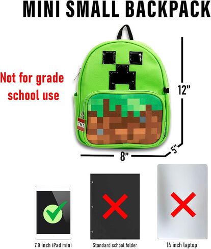 حقيبة ظهر صغيرة من Minecraft للبالغين - حزمة مع حقيبة ظهر جلدية مقاس 12 بوصة ومحفظة للعملات المعدنية للرجال والنساء بالإضافة إلى المزيد | حقيبة كتب صغيرة من Minecraft in Kuwait