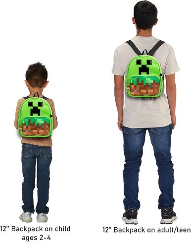 حقيبة ظهر صغيرة من Minecraft للبالغين - حزمة مع حقيبة ظهر جلدية مقاس 12 بوصة ومحفظة للعملات المعدنية للرجال والنساء بالإضافة إلى المزيد | حقيبة كتب صغيرة من Minecraft in Kuwait
