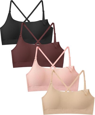 Nursing Bra Seamless Ribbed Wireless Maternity Bra 4Packs Ultra Soft Comfortable Pregnancy Postpartum in Saudi Arabia